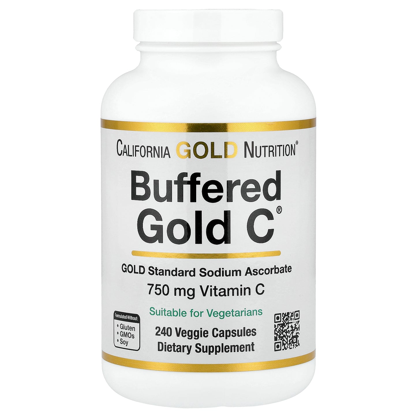 California Gold Nutrition, Buffered Gold C™, GOLD Standard Sodium Ascorbate (Vitamin C), 240 Veggie Capsules