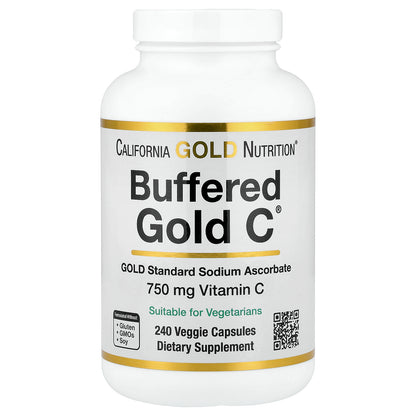 California Gold Nutrition, Buffered Gold C™, GOLD Standard Sodium Ascorbate (Vitamin C), 240 Veggie Capsules