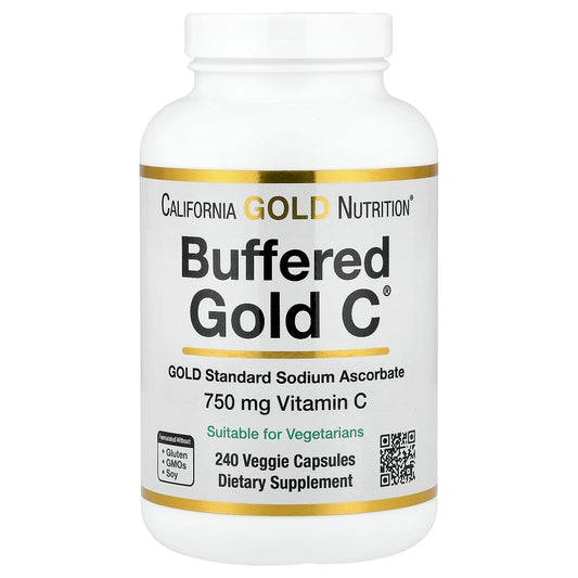 California Gold Nutrition, Buffered Gold C™, GOLD Standard Sodium Ascorbate (Vitamin C), 240 Veggie Capsules