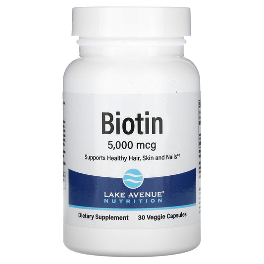 Lake Avenue Nutrition, Biotin, 5,000 mcg, 30 Veggie Capsules