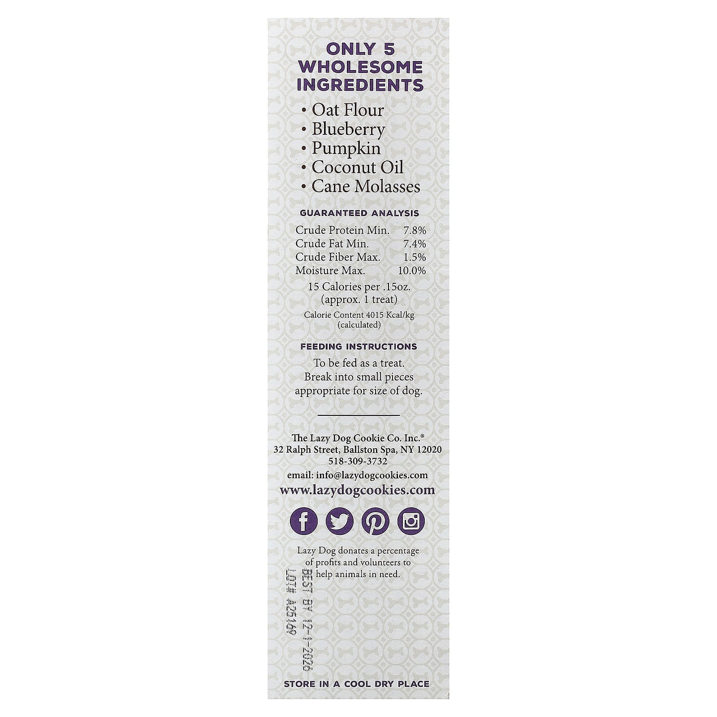 Lazy Dog Cookie, Natural Treats For Dogs, Molasses Crisped Blueberry Oat™, 14 oz (396.89 g)