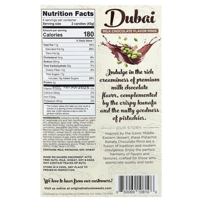 Original Natural Sweets, Dubai Milk Chocolate Minis, 8 Pieces, 6 oz (170 g)