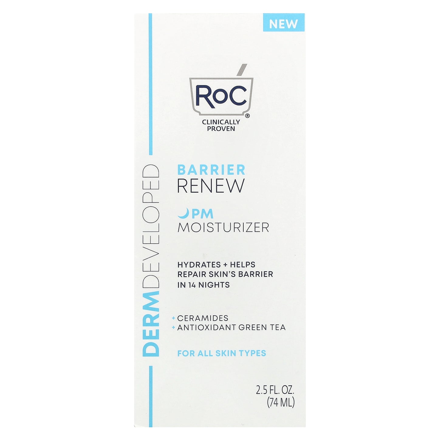 RoC, Barrier Renew, PM Moisturizer, Fragrance Free, 2.5 fl oz (74 ml)