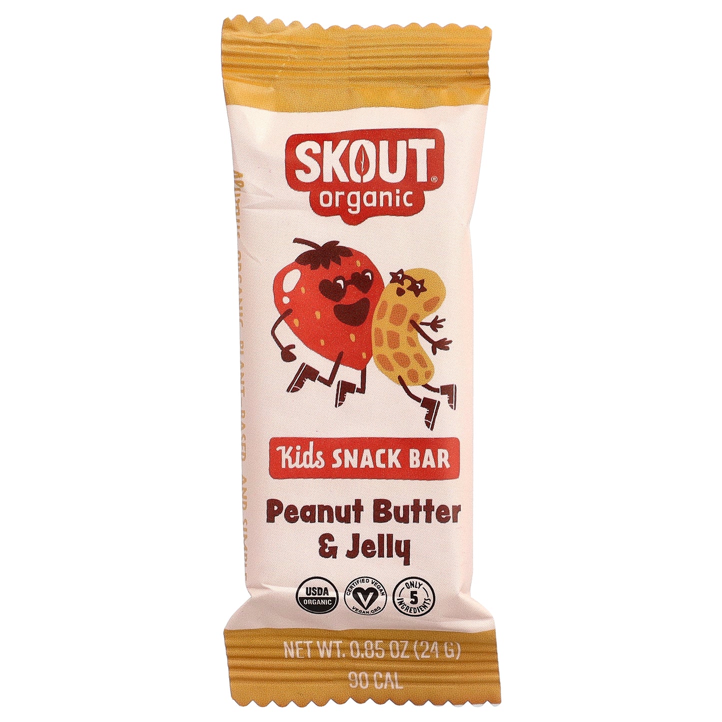 Skout Organic, Kids Snack Bars, Peanut Butter & Jelly, 6 Bars, 0.85 oz (24 g) Each