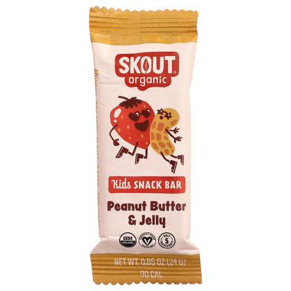 Skout Organic, Kids Snack Bars, Peanut Butter & Jelly, 6 Bars, 0.85 oz (24 g) Each
