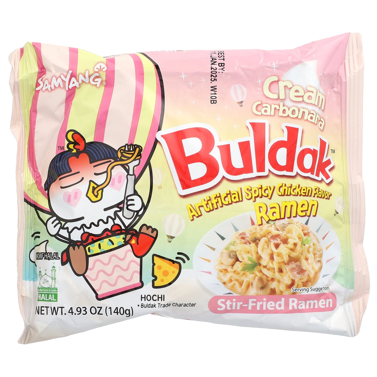 Buldak™, Stir-Fried Ramen, Spicy Chicken, Cream Carbonara, 5 Packs, 4.93 oz (140 g) Each