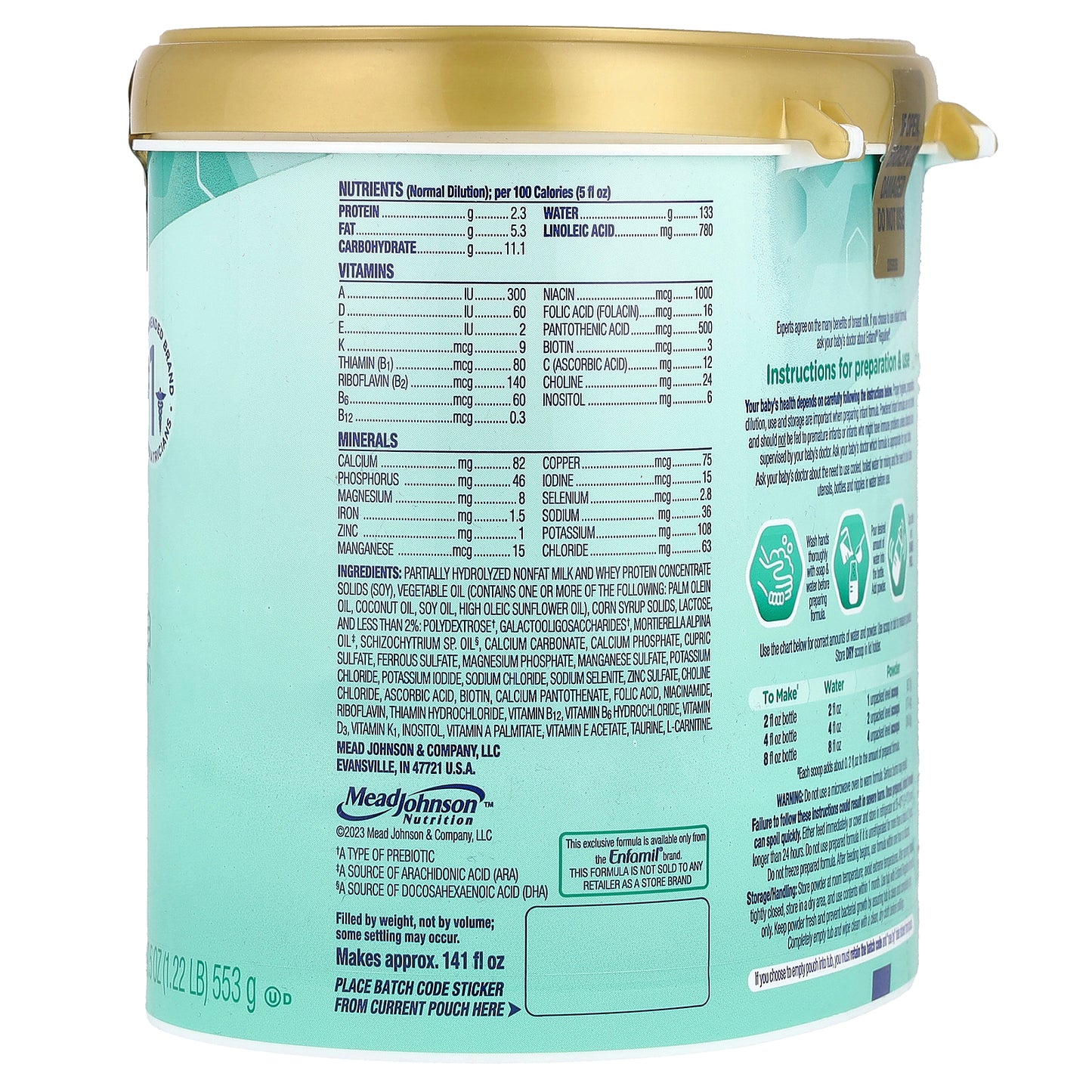 Enfamil, Reguline® Infant Formula, Milk-Based Powder With Iron, 0-12 Months, 19.5 oz (553 g)