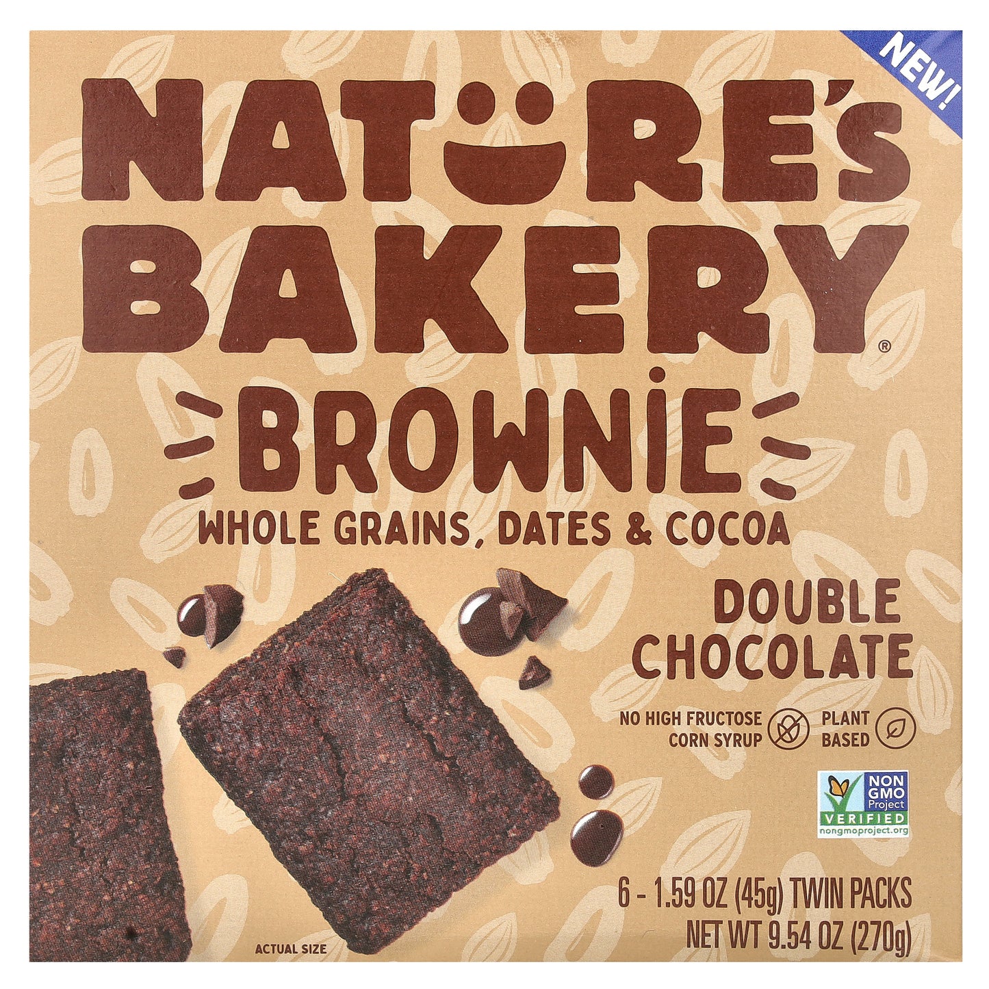 Nature's Bakery, Brownie, Double Chocolate, 6 Twin Packs, 1.59 oz (45 g) Each