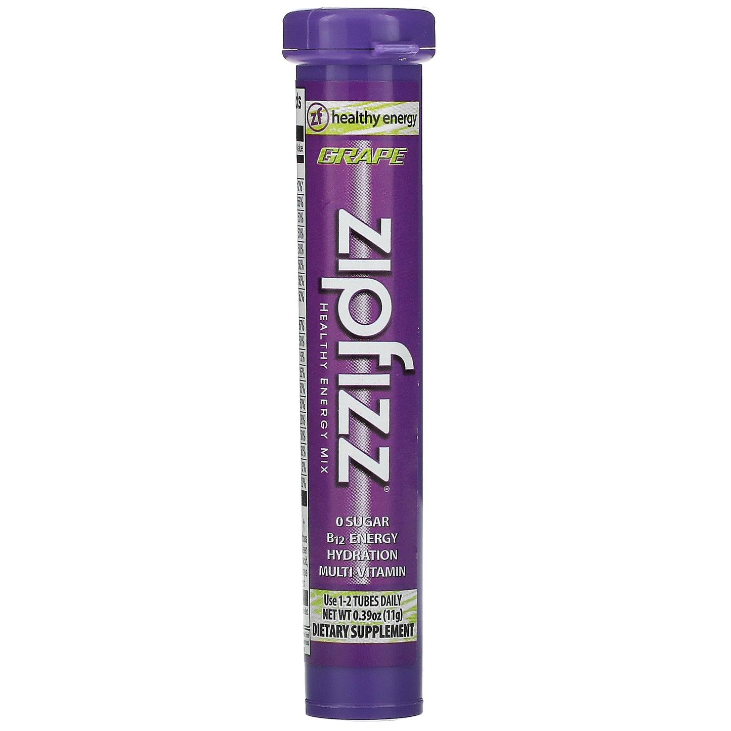 Zipfizz, Energy Drink Mix, Grape, 20 Tubes, 0.39 oz (11 g) Each