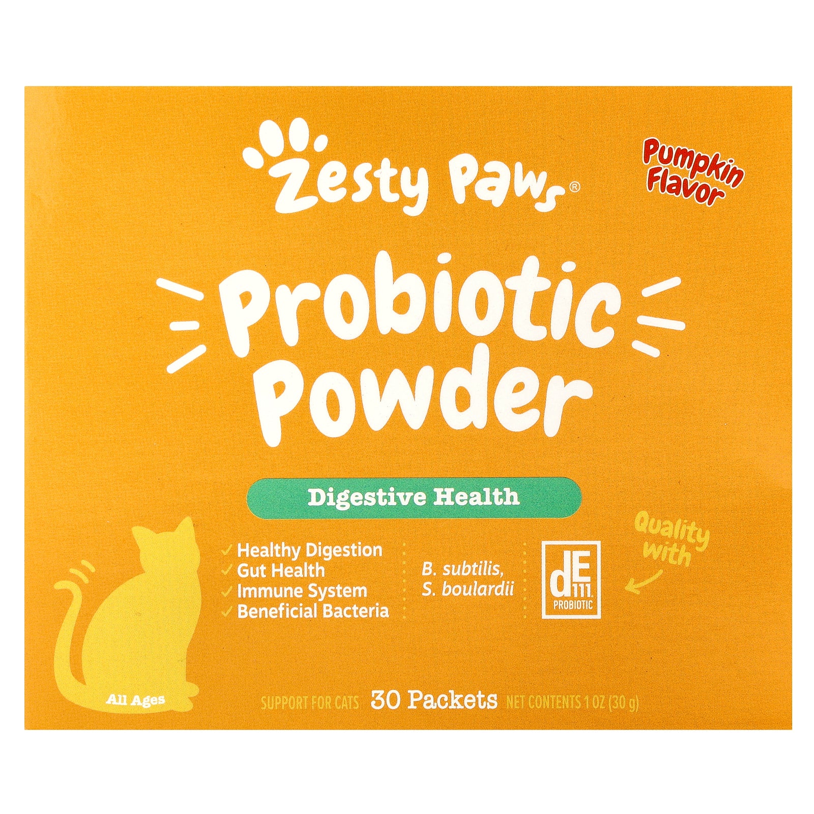 Zesty Paws, Prebiotic Powder, For Cats, All Ages, Pumpkin, 30 Packets, 1 oz (30 g)