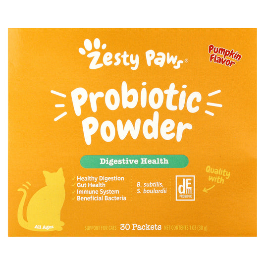 Zesty Paws, Prebiotic Powder, For Cats, All Ages, Pumpkin, 30 Packets, 1 oz (30 g)