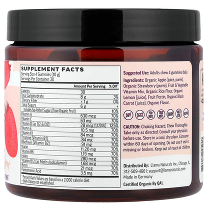 Llama Naturals, Women's Plant-Based Multi, Real Fruit Gummies, Strawberry Jam, 120 Gummies