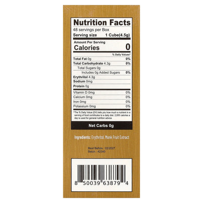 Health Garden, Monk Fruit With Erythritol Cubes, 48 Cubes, 7.62 oz (216 g)