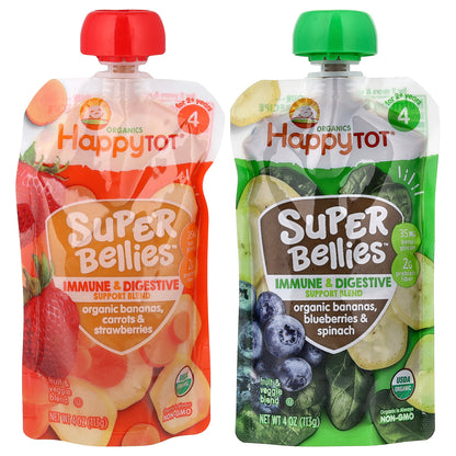 Happy Family Organics, Happy Tot®, Super Bellies™, For 2+ Years, Organic Fruit & Veggie Blend, Variety Pack, 8 Pack, 4 oz (113 g) Each