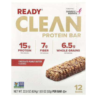 Ready, Clean Protein Bar, Chocolate Peanut Butter, 12 Bars, 1.83 oz (52 g) Each