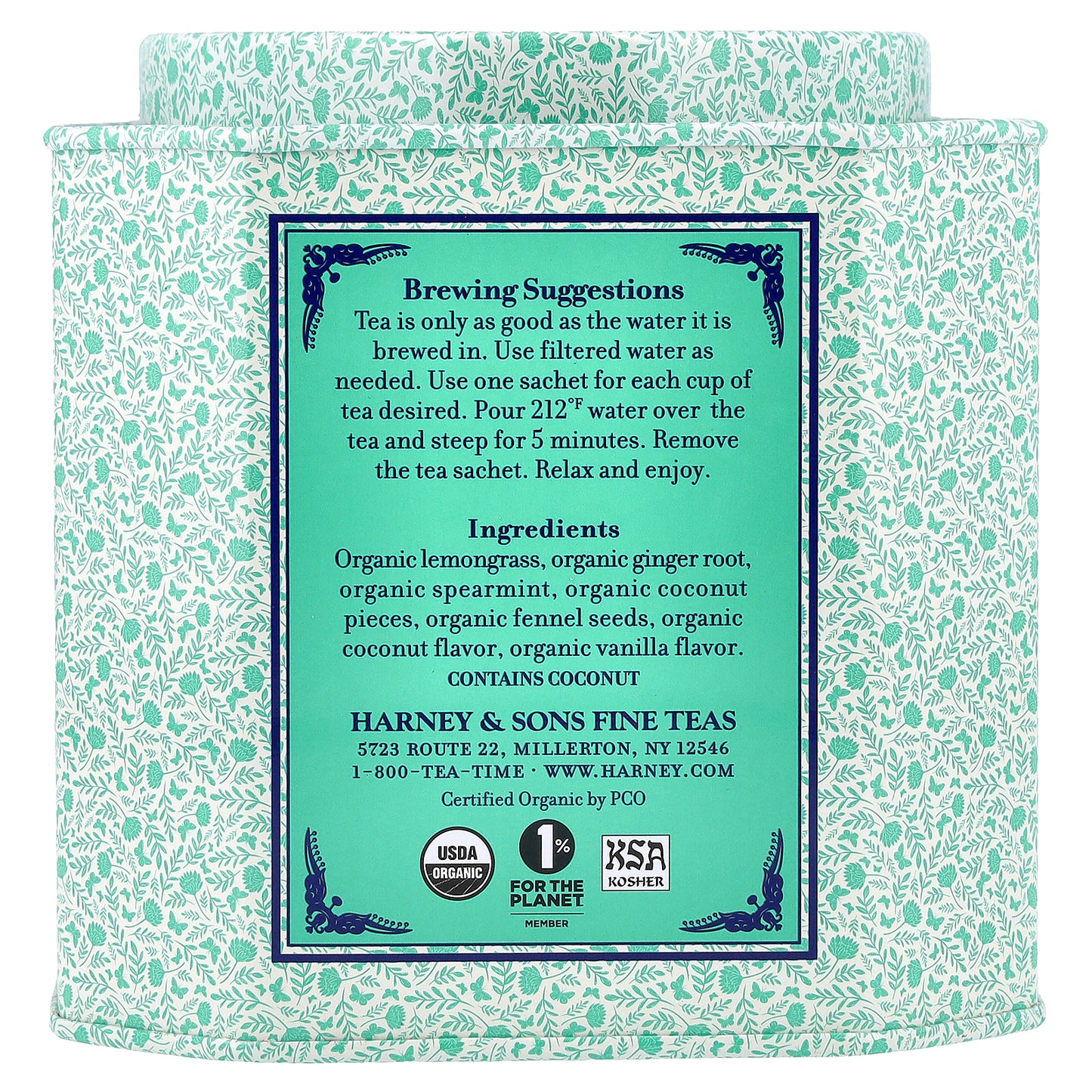 Harney & Sons, Coconut Mint , 30 Sachets, 1.69 oz (48 g)