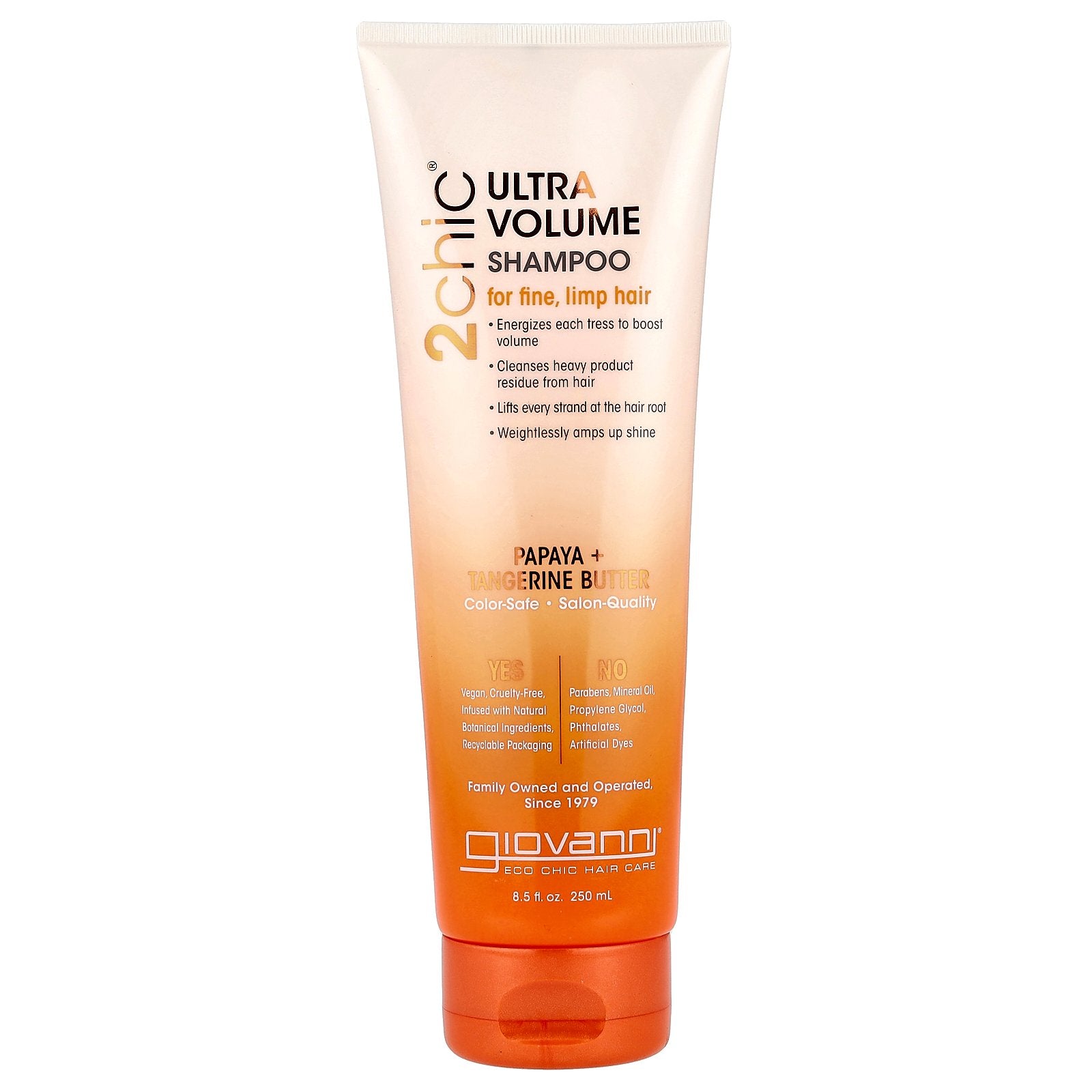 Giovanni, 2chic®, Ultra Volume Shampoo, For Fine, Limp Hair, Papaya + Tangerine Butter, 8.5 fl oz (250 ml)