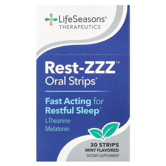 LifeSeasons, Therapeutics, Rest-ZZZ™ Oral Strips, Mint, 30 Strips