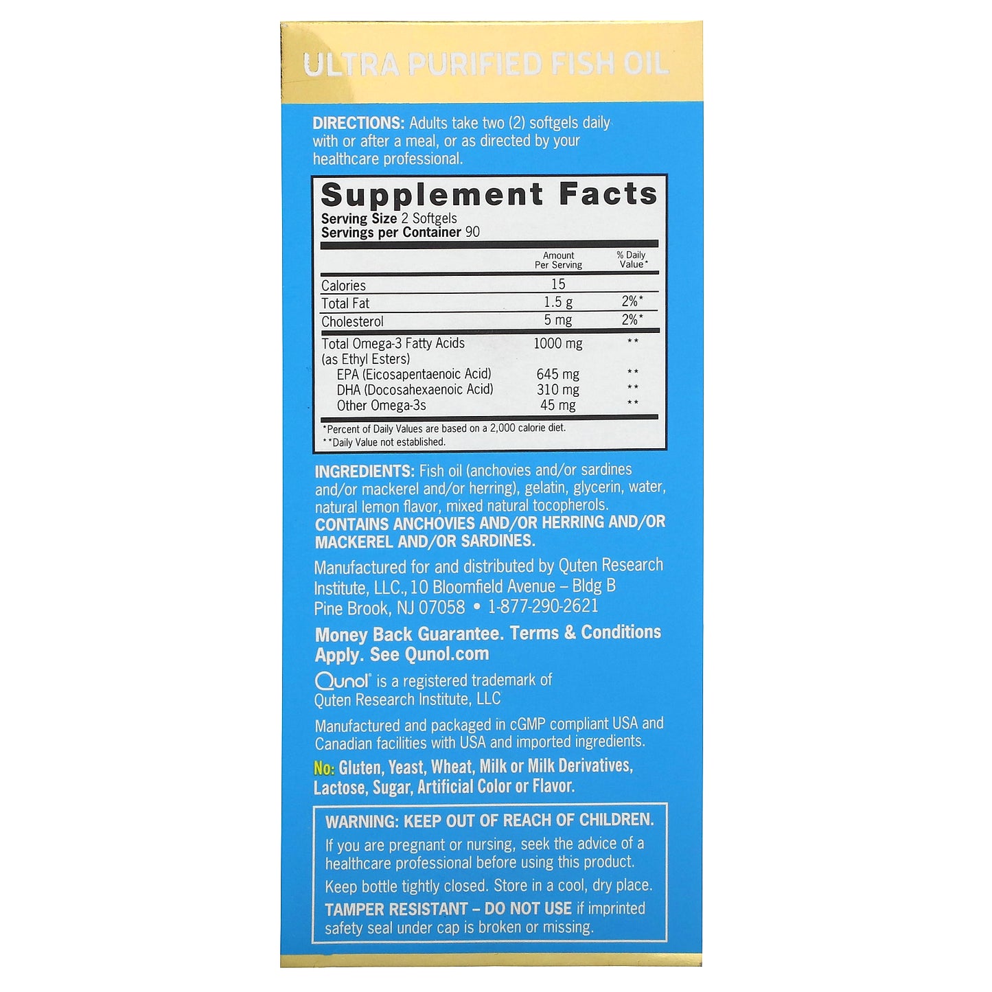 Qunol, Ultra Omega-3 Fish Oil, Lemon, 180 Mini Softgels (500 mg per Softgel)