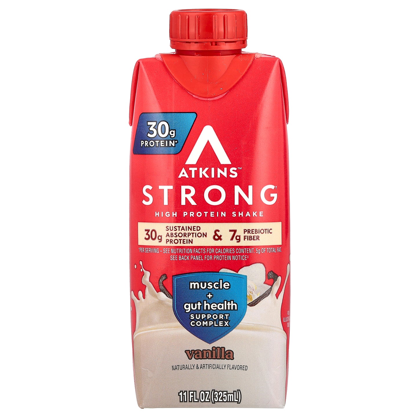 Atkins, Strong, High Protein Shake, Vanilla, 4 Shakes, 11 fl oz (325 ml) Each