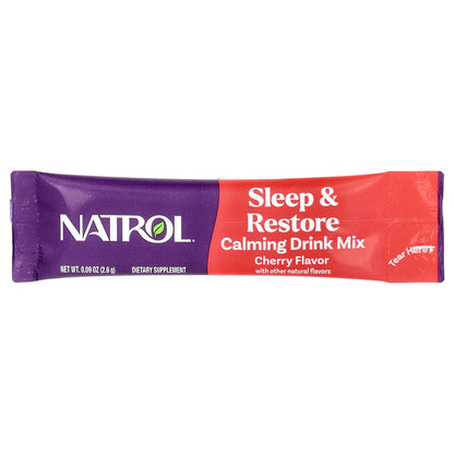 Natrol, Sleep & Restore, Calming Drink Mix, Melatonin Free, Cherry, 10 Stick Packs, 0.09 oz (2.6 g) Each
