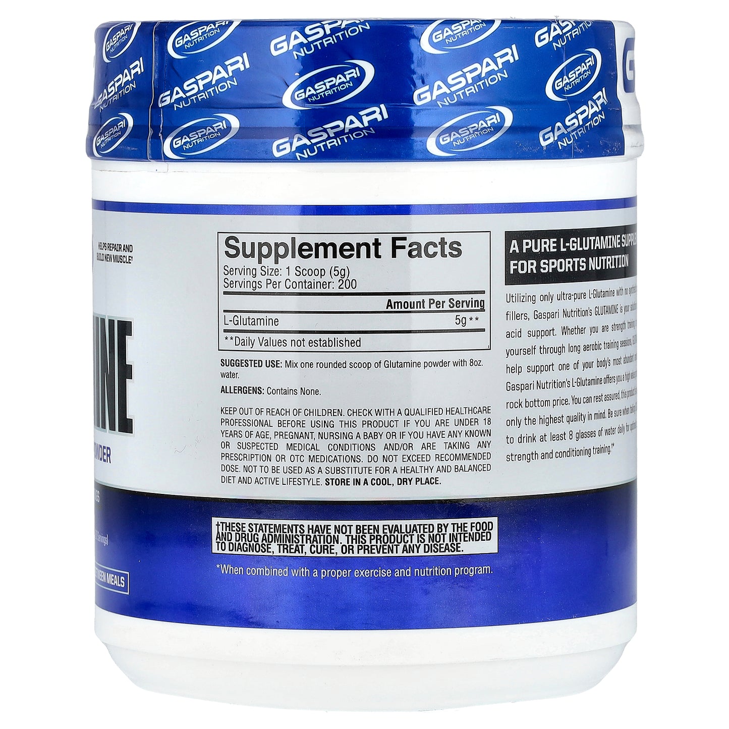 Gaspari Nutrition, Glutamine, Unflavored, 1 kg