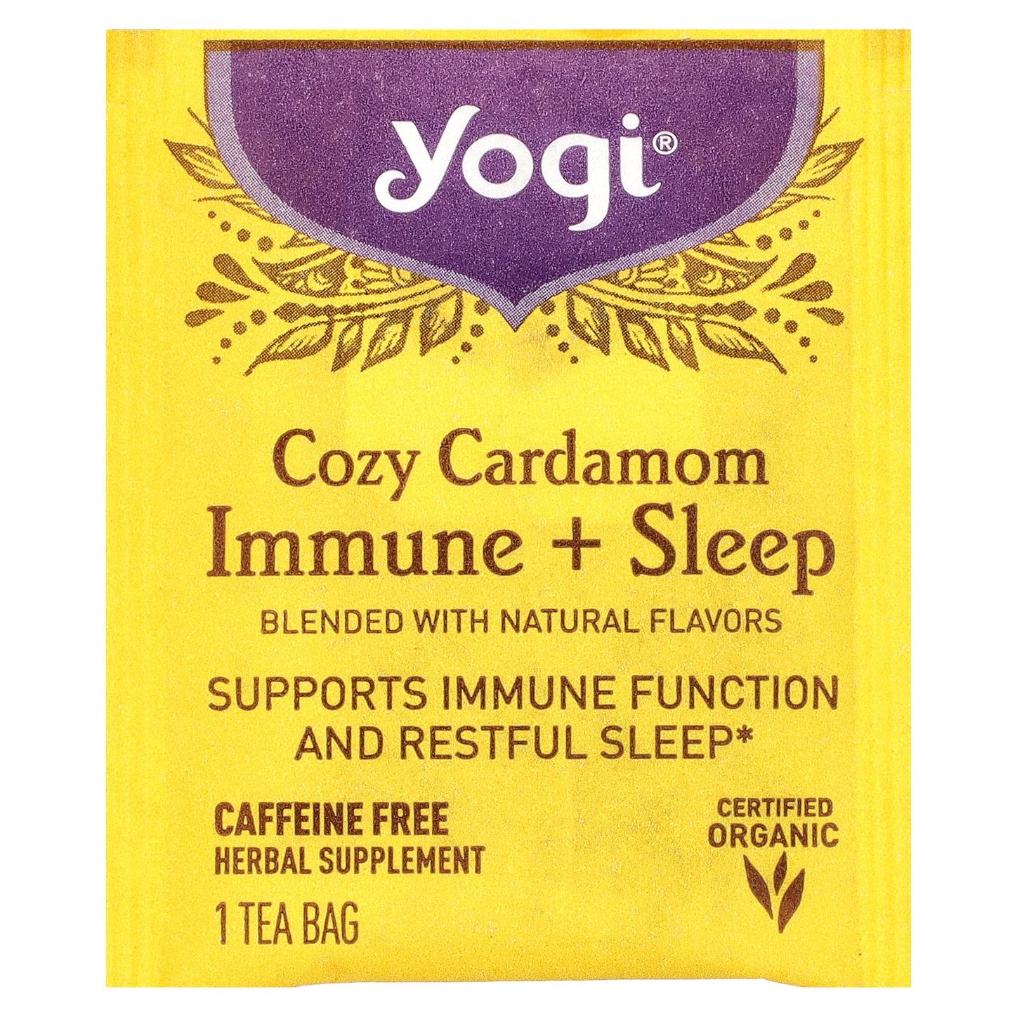 Yogi Tea, Cozy Cardamom Immune + SleepTea, Caffeine Free, 16 Tea Bags, 1.12 oz (32 g)