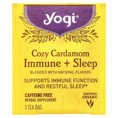 Yogi Tea, Cozy Cardamom Immune + SleepTea, Caffeine Free, 16 Tea Bags, 1.12 oz (32 g)