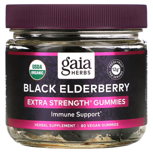 Gaia Herbs, Black Elderberry,  Immune Support Gummies, 80 Vegan Gummies