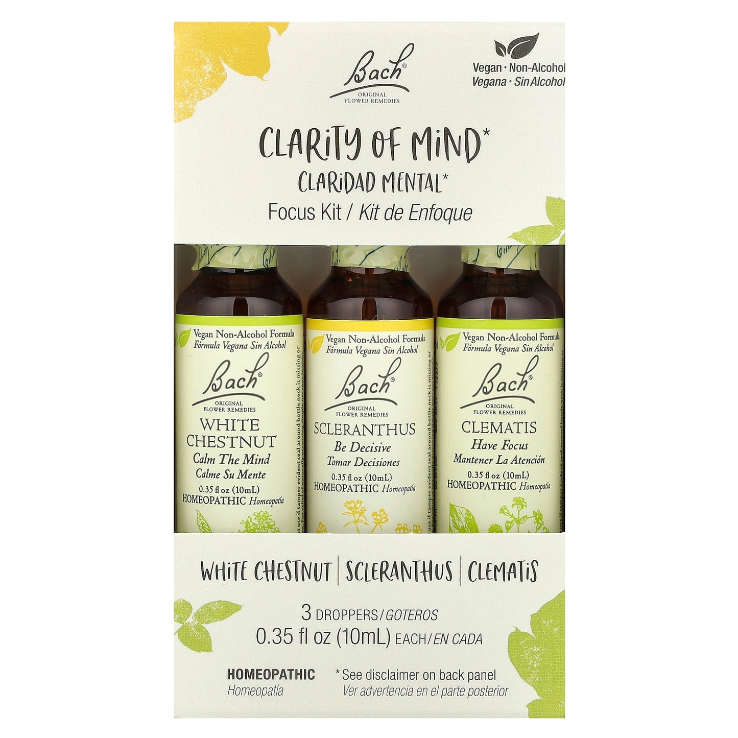 Bach, Original Flower Remedies, Focus Kit, Clarity of Mind, 3 Droppers, 0.35 fl oz (10 ml) Each