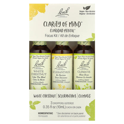 Bach, Original Flower Remedies, Focus Kit, Clarity of Mind, 3 Droppers, 0.35 fl oz (10 ml) Each