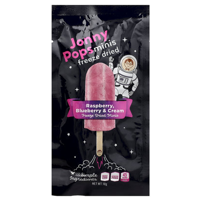 JonnyPops, Freeze Dried Minis, Raspberry, Blueberry & Cream, 5 Pops, 10 g Each