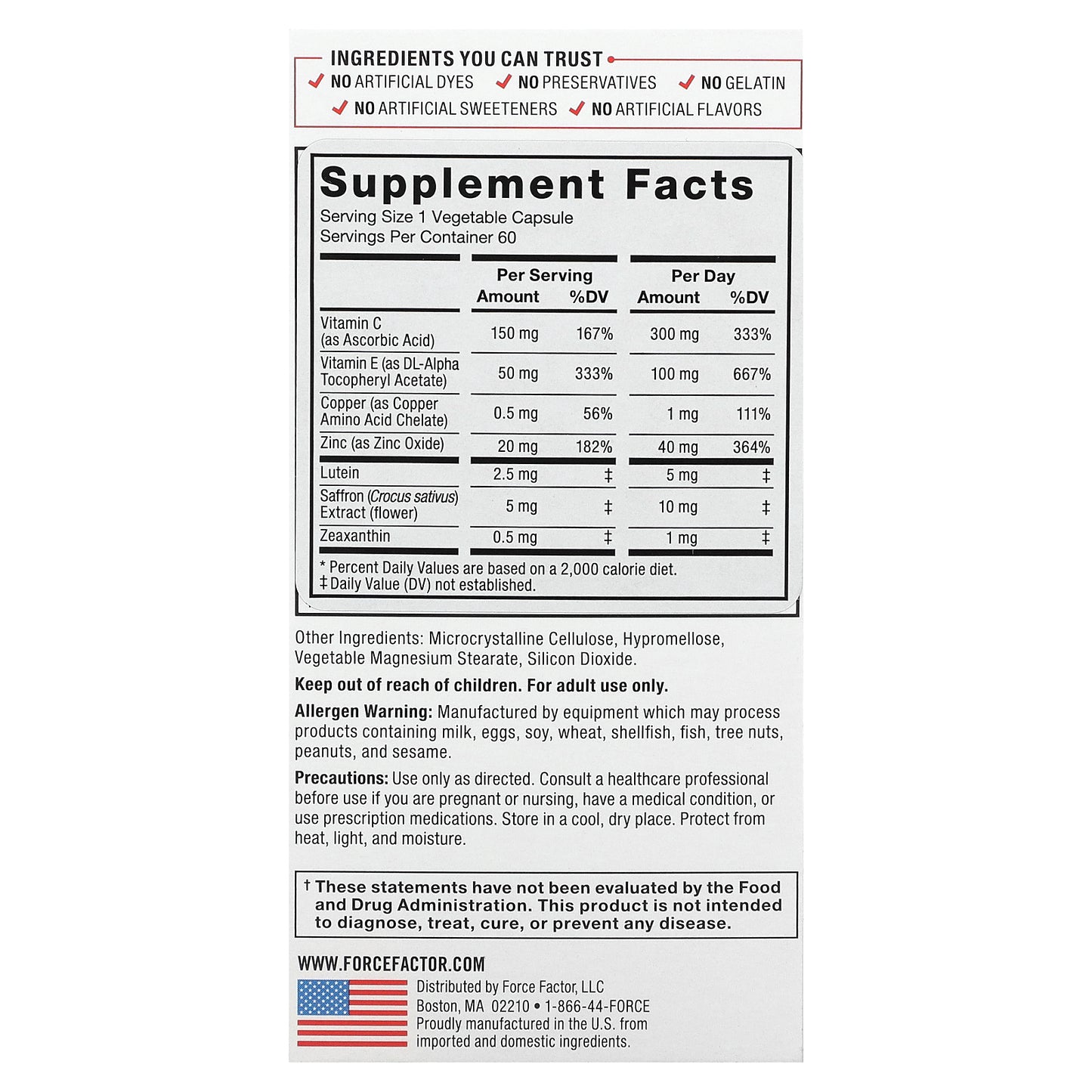 Force Factor, Complete Eye Health, Advanced Vitamin & Mineral Formula, 60  Vegetable Capsules