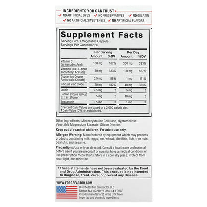 Force Factor, Complete Eye Health, Advanced Vitamin & Mineral Formula, 60  Vegetable Capsules
