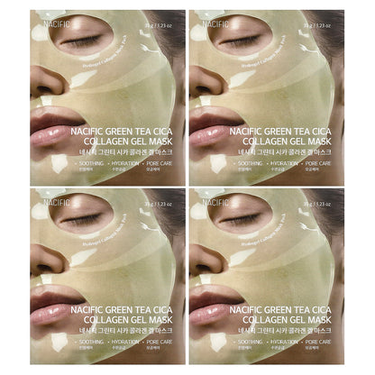Nacific, Green Tea Cica Collagen Gel Beauty Mask, 4 Sheets, 1.23 oz (35 g) Each