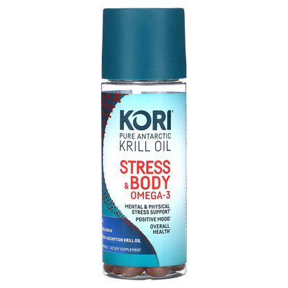 Kori, Pure Antarctic Krill Oil, Stress & Body Omega-3 with Ashwagandha, 80 Softgels