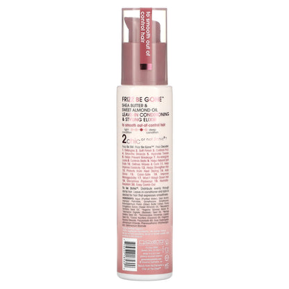 Giovanni, 2chic, Frizz Be Gone Leave-In Conditioning & Styling Elixir, Shea Butter + Sweet Almond Oil, 4 fl oz (118 ml)