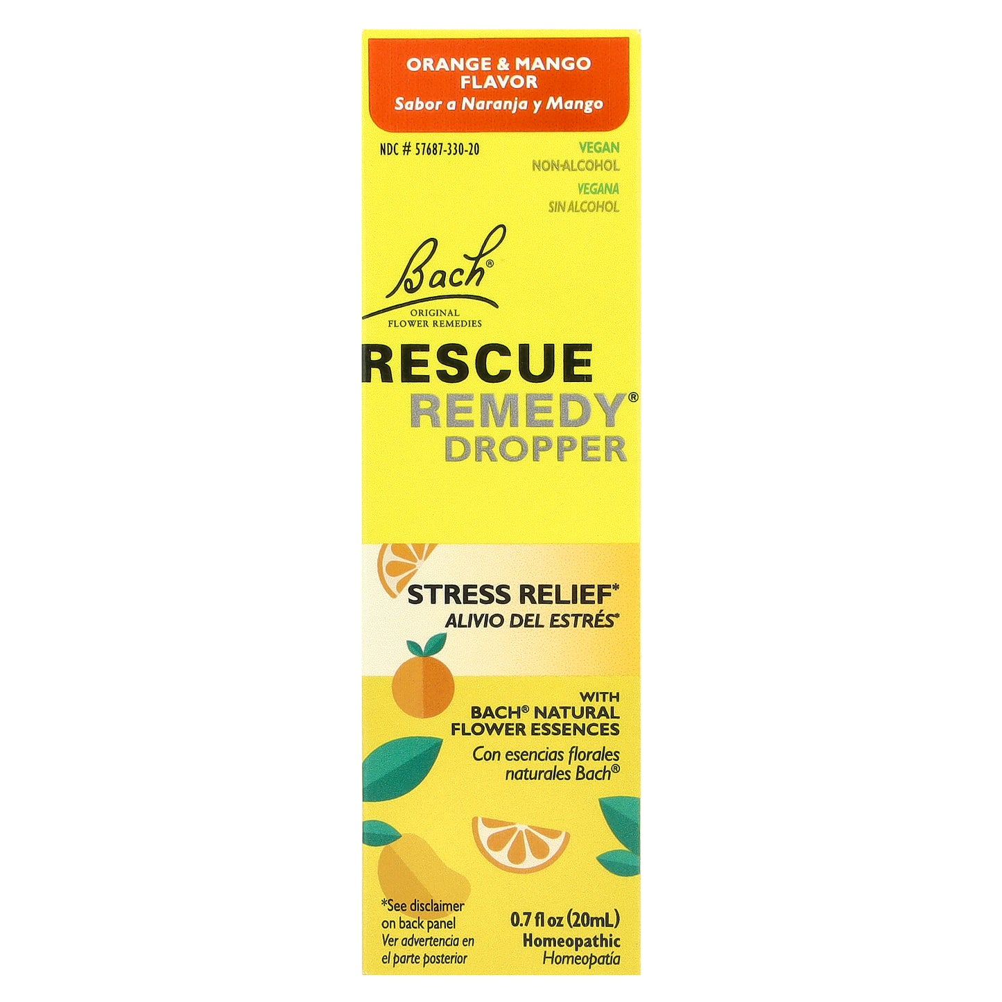 Bach, Rescue Remedy® Dropper, Stress Relief, Orange & Mango, 0.7 fl oz (20 ml)