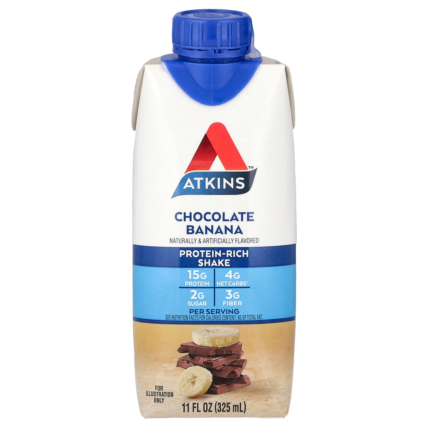 Atkins, Protein-Rich Shake, Chocolate Banana, 4 Shakes, 11 fl oz (325 ml) Each