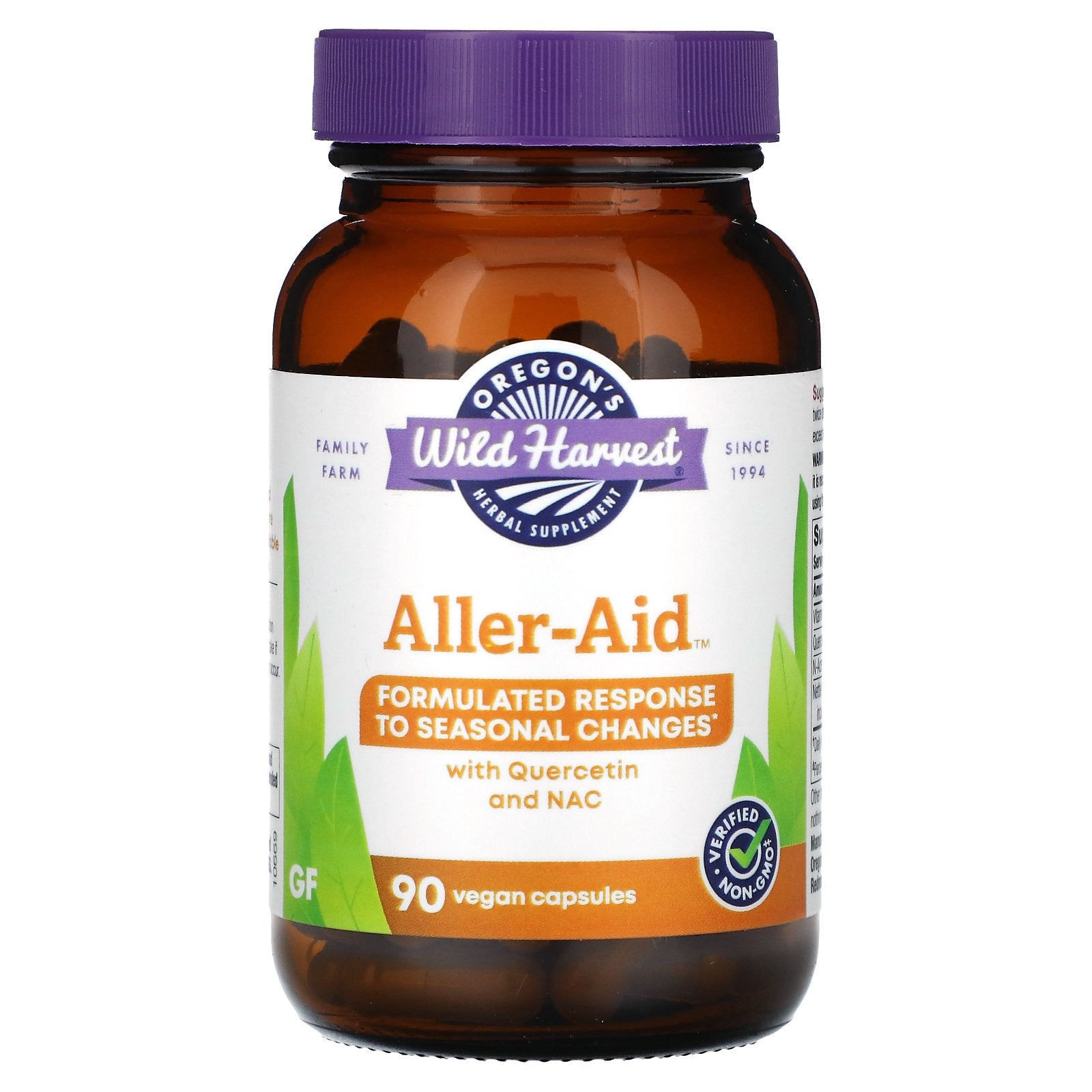 Oregon's Wild Harvest, Aller-Aid with Quercetin and NAC, 90 Vegan Capsules