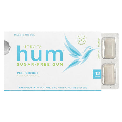 Stevita Naturals, Hum®, Sugar-Free Gum, Peppermint, 12 Pieces