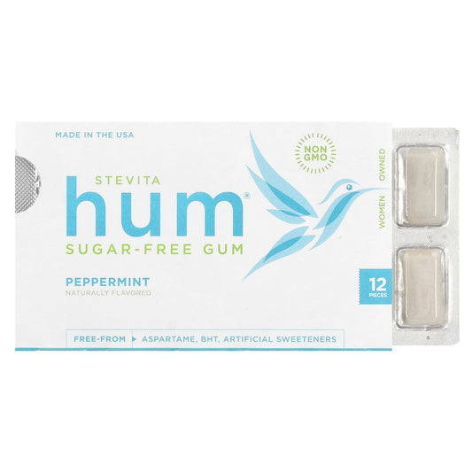 Stevita Naturals, Hum®, Sugar-Free Gum, Peppermint, 12 Pieces