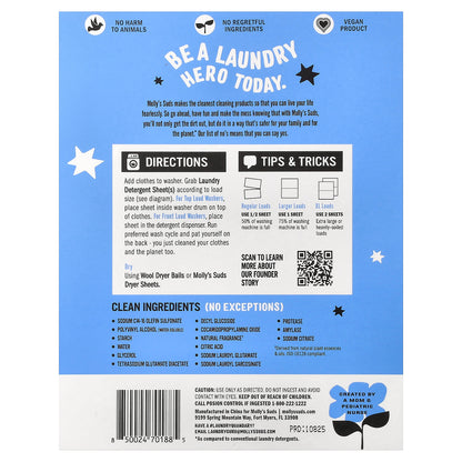 Molly's Suds, Laundry Detergent Sheets, Ocean Mist, 35 Sheets