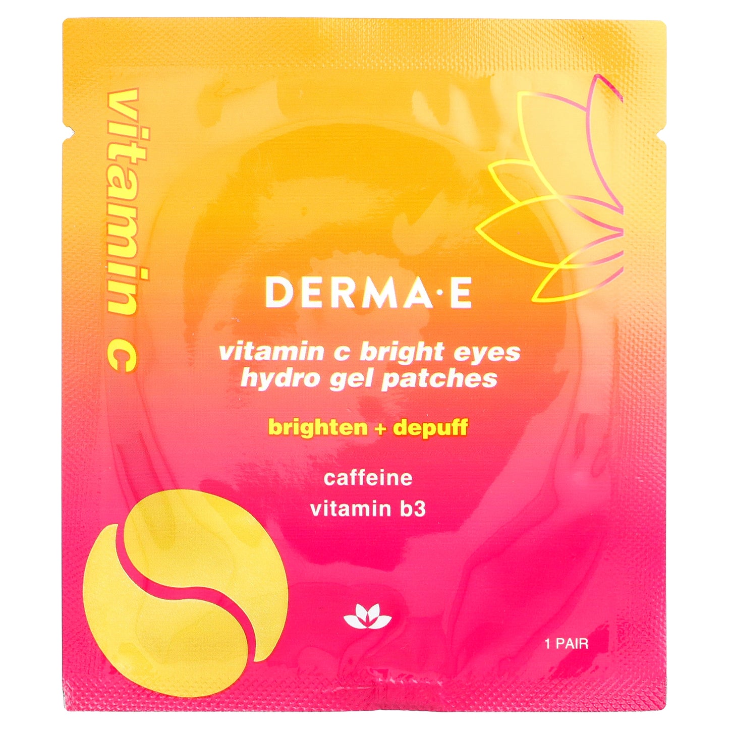 DERMA E, Vitamin C Bright Eyes Hydro Gel Patches, For All Skin Types, 5 Pack