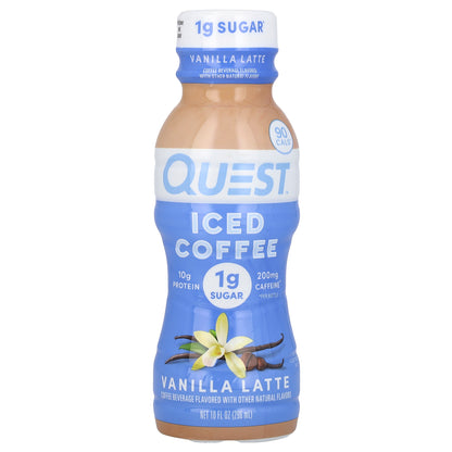 Quest Nutrition, Iced Coffee, Vanilla Latte, 4 Bottles, 10 fl oz (296 ml) Each