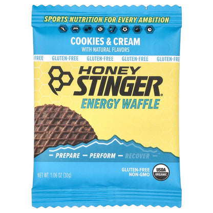 Honey Stinger, Energy Waffle, Cookies & Cream, 12 Waffles, 1.06 oz (30 g) Each