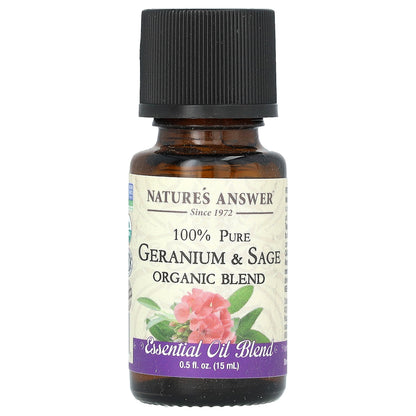 Nature's Answer, 100% Pure Organic Essential Oil Blend, Geranium & Sage, 0.5 fl oz (15 ml)