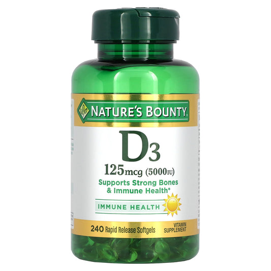 Nature's Bounty, D3, 125 mcg (5,000 IU), 240 Rapid Release Softgels