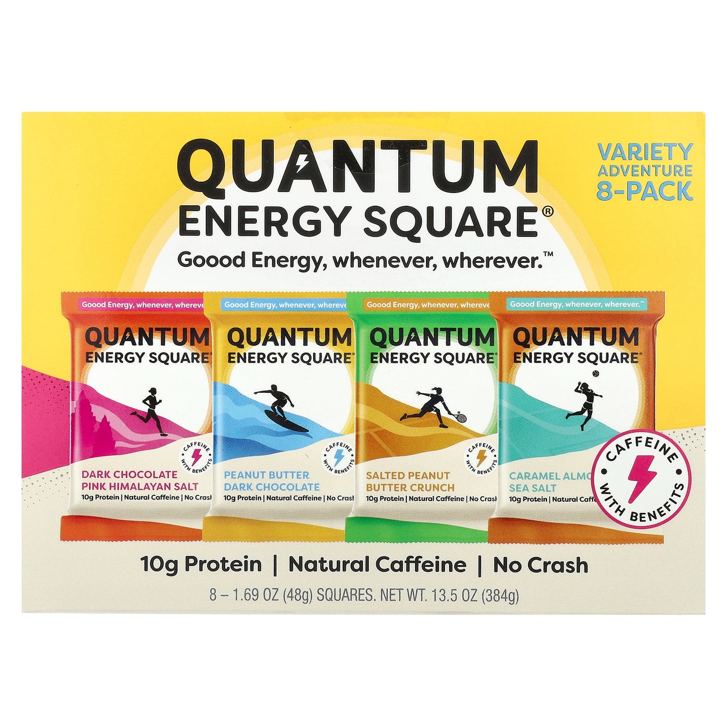 Quantum Energy Square, Variety Adventure 8-Pack, 8 Squares, 1.69 oz (48 g) Each