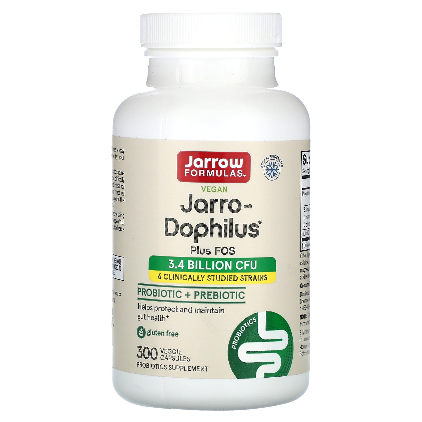 Jarrow Formulas, Vegan Jarro-Dophilus® Plus FOS, 300 Veggie Capsules